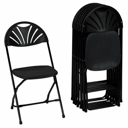 ZOWN 60542BLK8E Premium Black Commercial Banquet Folding Chair with Fan Design - 8/Pack, 8PK 31260542BLK8